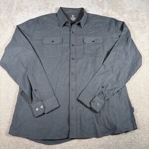 Kuhl Descendr Metal Button Long Sleeve Flannel Shirt Mens XL Gray Soft Outdoor
